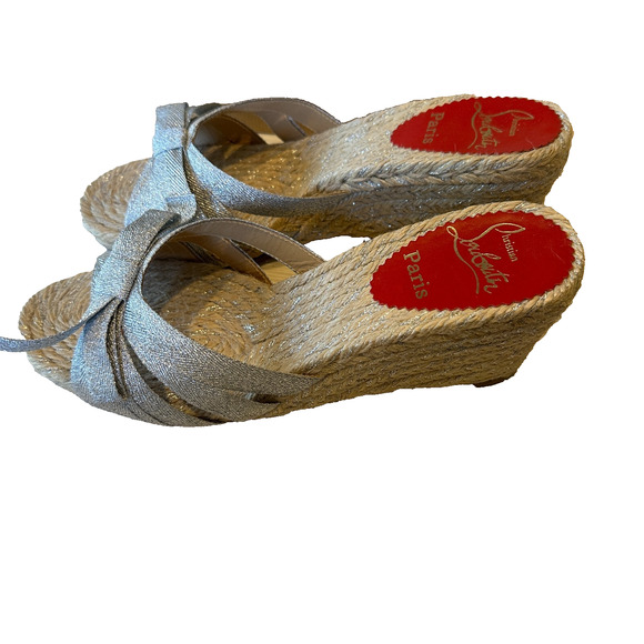 Christian Louboutin Shoes - Christian Louboutin Tiburon Sandals Wedge Espadrilles Ribbon 40